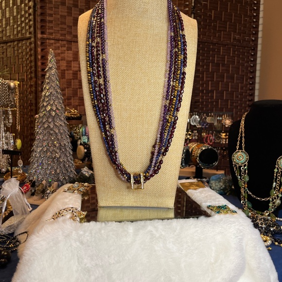 Joan Rivers Purple and Gold Beaded Necklace - Picture 4 of 5